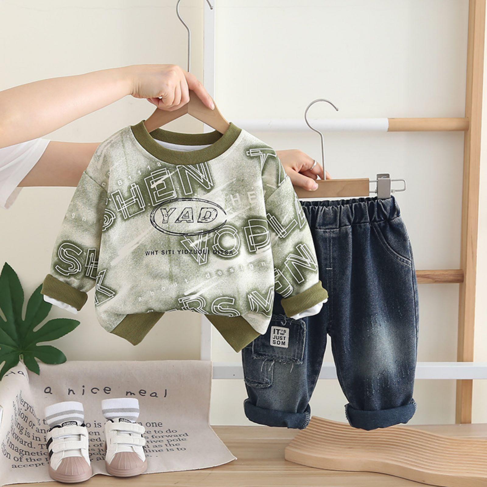 

Kids Casual Long-Sleeve Set, Comfortable Daily Wear Outfits 90