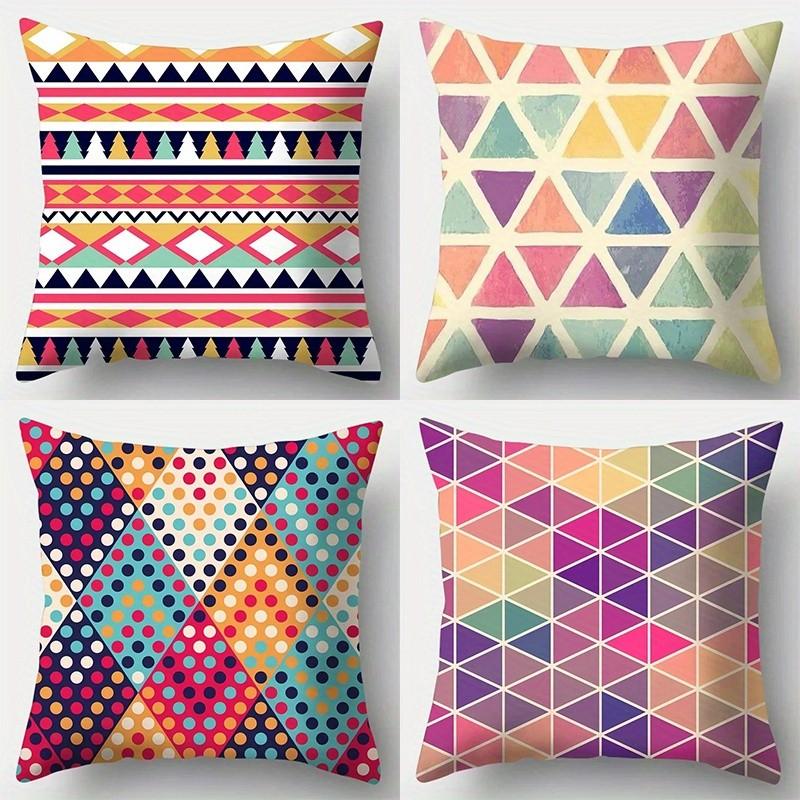 Colorful Geometric and PolkaDot Printed Pillowcases Pattern Cushion Cover Suitable for Sofa Bedroom Car Pillow Cover