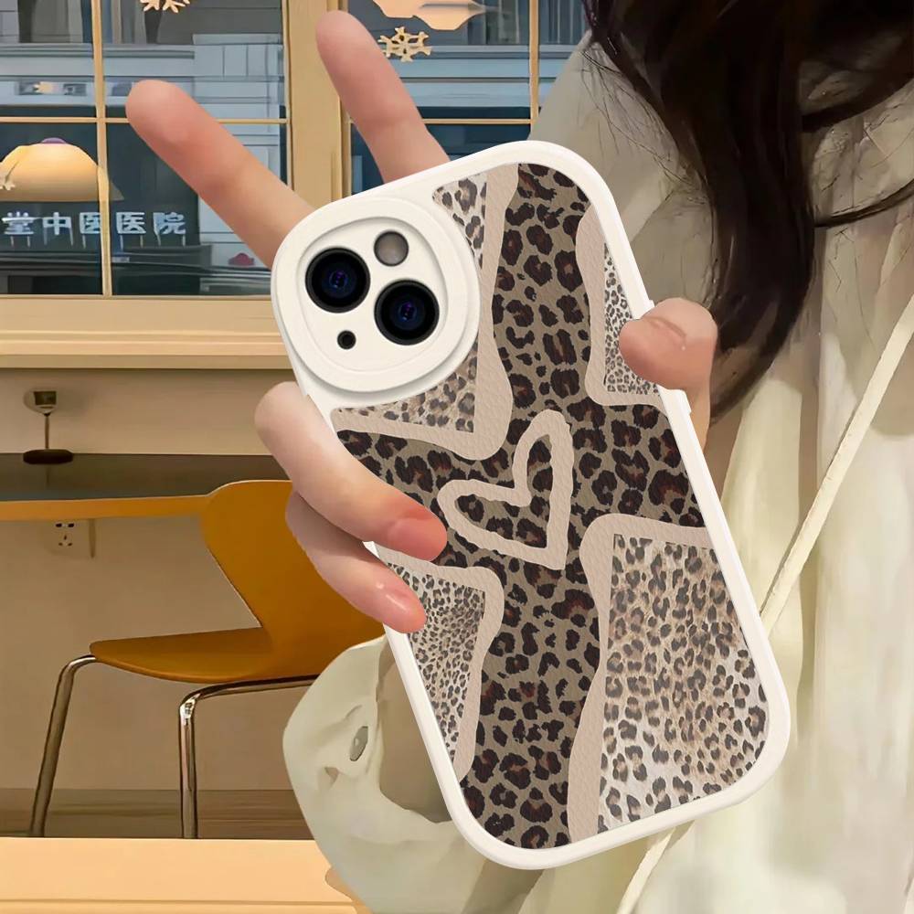 Leopard Cheetah Print Phone Case For IPhone 16 15 14 13 12 11 Pro Max Plus Mini Leather Cover