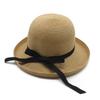 Summer Sunshade Straw Hat Black Silk Belt Bow Rolled Brim Hat Japanese Adult Basin Hat Women'S Sunscreen Folding Sun Hat