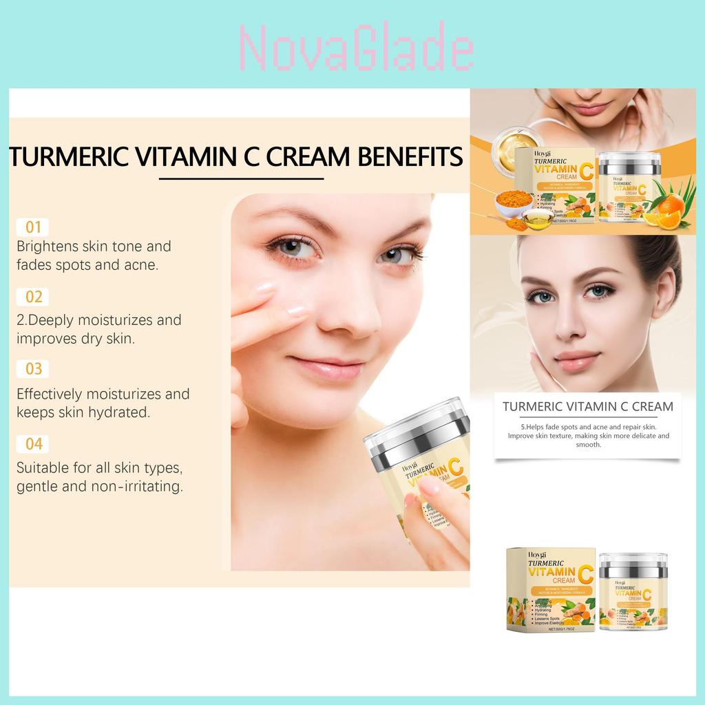 Hoygi Turmeric Vitamin C Brightening Cream For Radiant Even Skin Tone And Moisturizing Hydration
