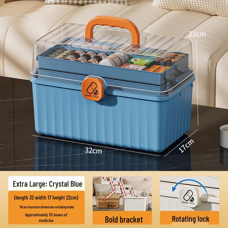 Tragbare mehrschichtige Medikamentenbox - Großes Fassungsvermögen Erste-Hilfe-Aufbewahrung für den Heimgebrauch