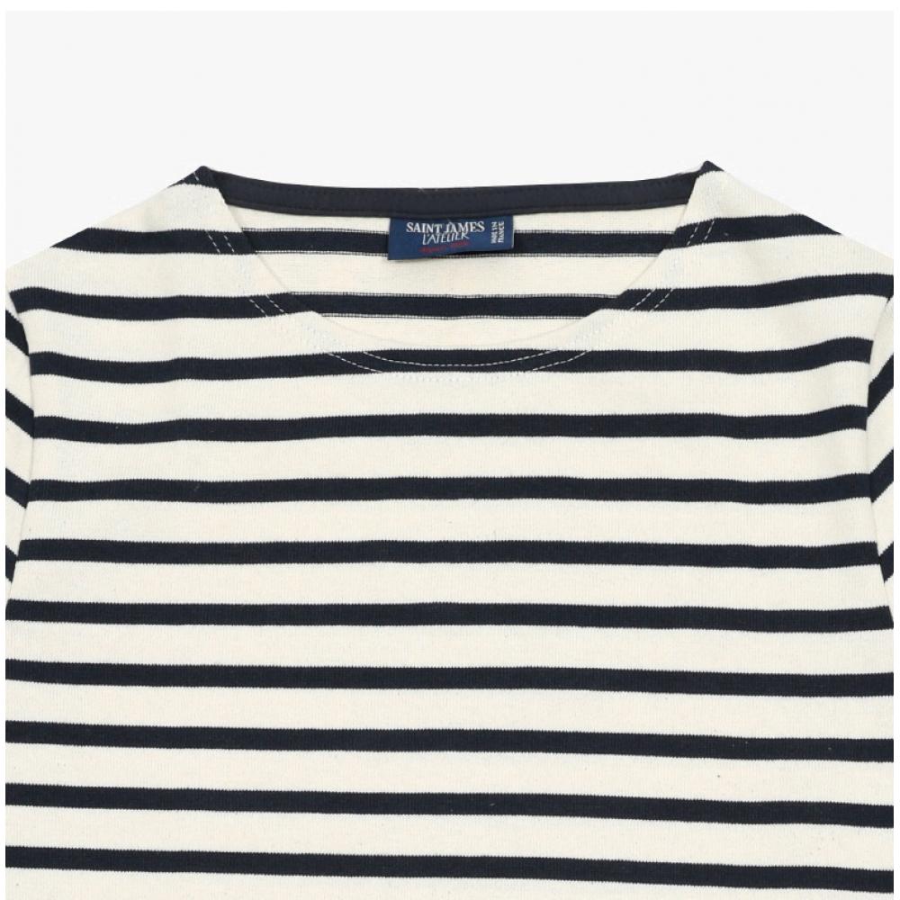 SainT JameS Women S T ShirT Elbow hearT paTch Bojani STripe Mari Tonic 8649 Ecru