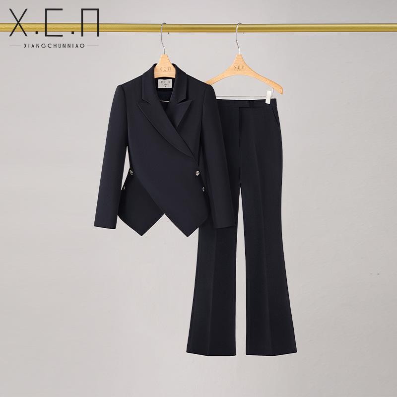 

Black Slim Fit Suit Set for Women: Professional Business and Formal Wear for Autumn and Winter S