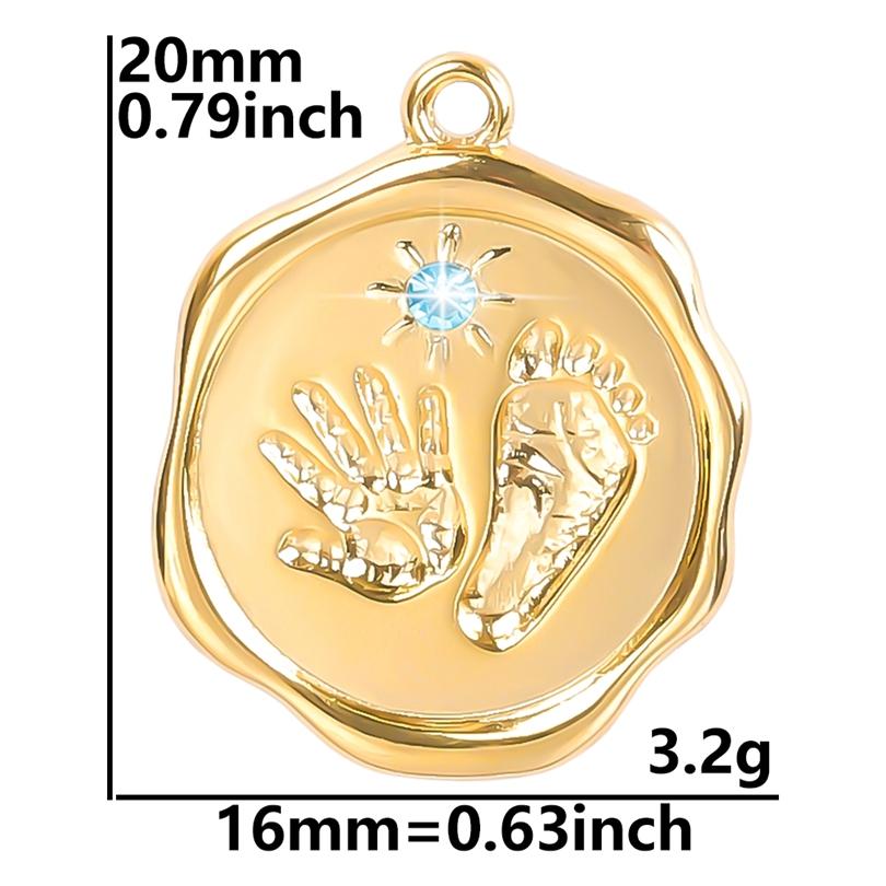 5pcs Rhinestone Pendant Metal Real Gold Plated PVD Stainless Steel Charm Hasama Star Moon Evil Eye Pendants For Jewelry Making