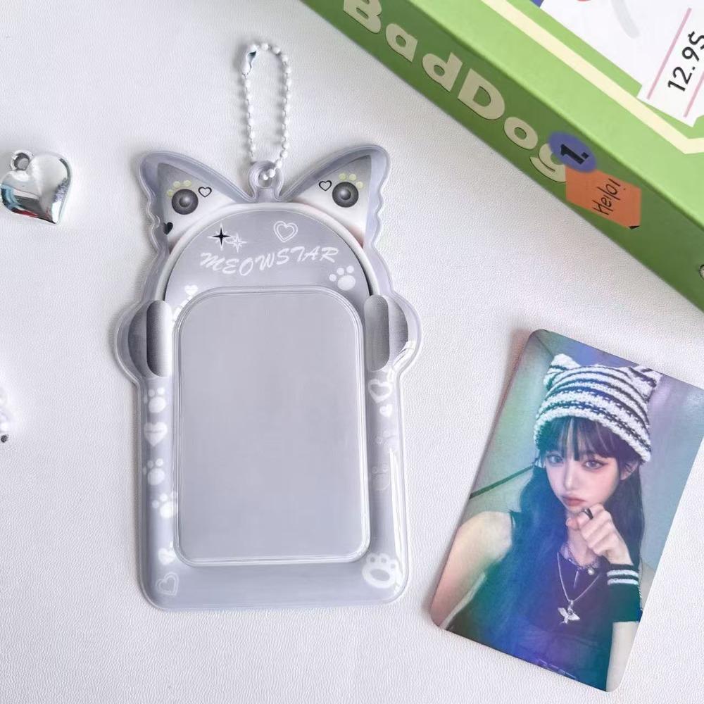 

New 3 Inch Kpop Photocard Holder PVC Picture Display Card Holder Storage Headphone Butterfly Cards Sleeve серый