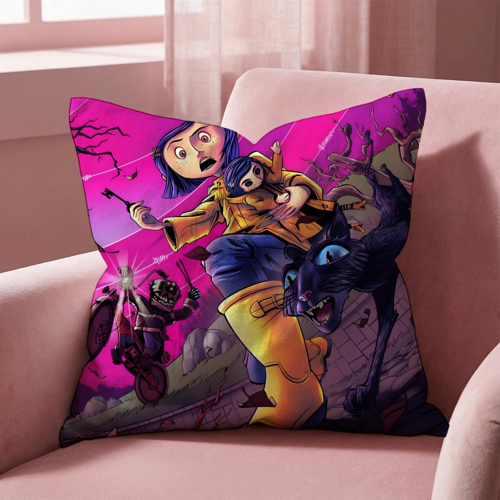 HOT Cartoon Coraline Cushion Cover MultiScene Pillow Cover for Home Car Reversible Soft Durable for Daily Use