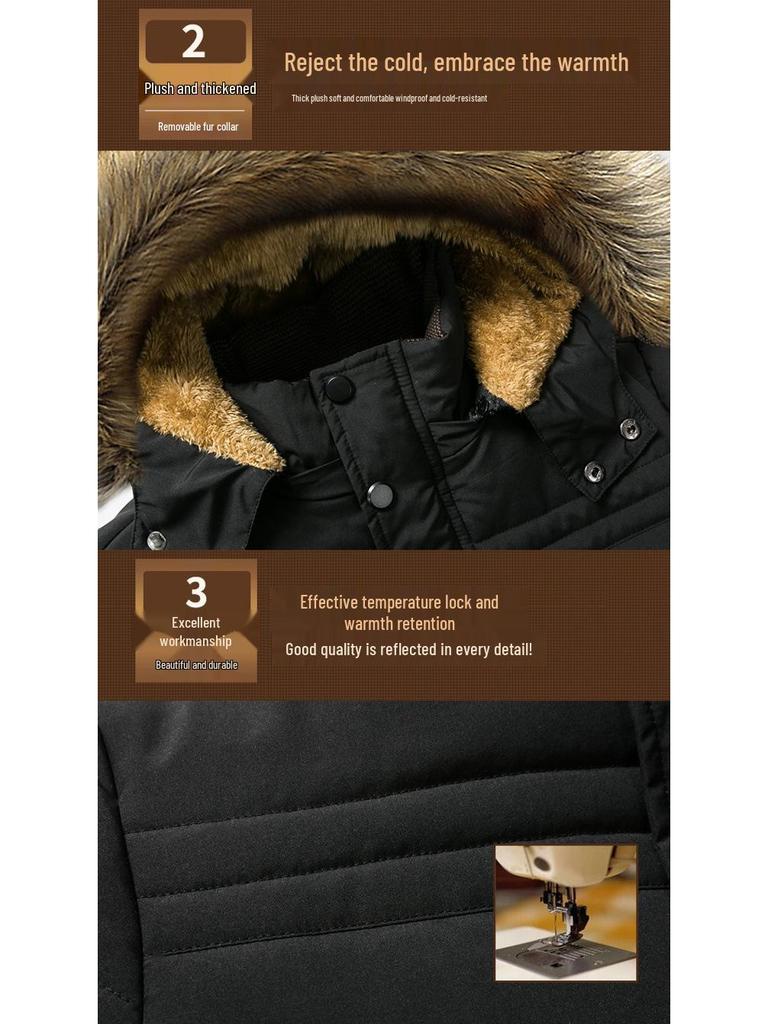 Men's Winter Down-Lined Cotton Jacket for Middle-Aged & Elderly - Warm Outerwear for Autumn and Winter