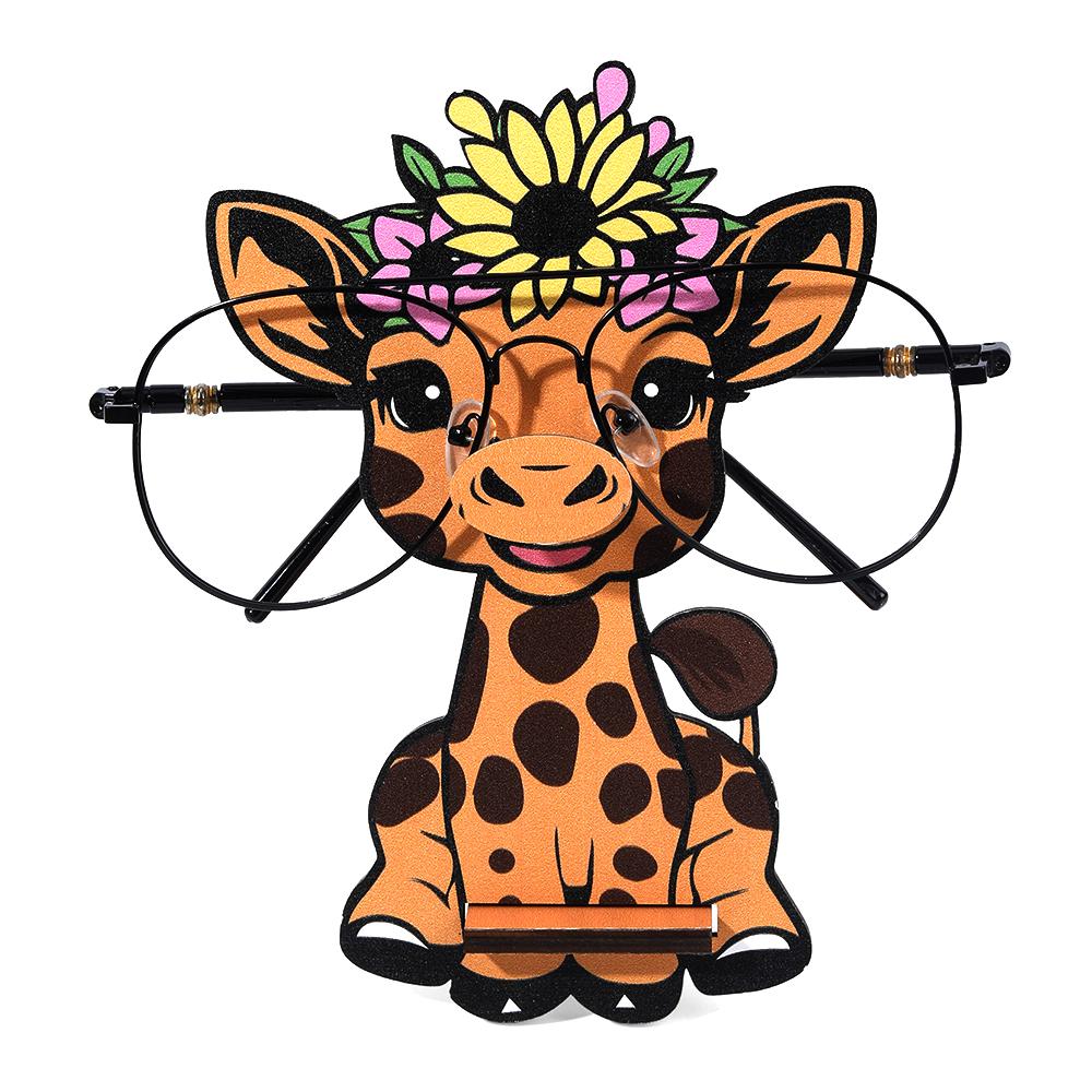 

Креативная оправа для очков в виде животного, мультяшная кошка, витрина для солнцезащитных очков, рамка для хранения очков, резная вручную, бытовое деревянное украшение, 3D жирафовый