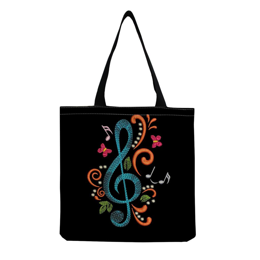 Sac Cabas Vintage en Lin pour Femme - Grande Capacité Sac à Bandoulière Imprimé Piano pour Usage Quotidien & Courses KTB