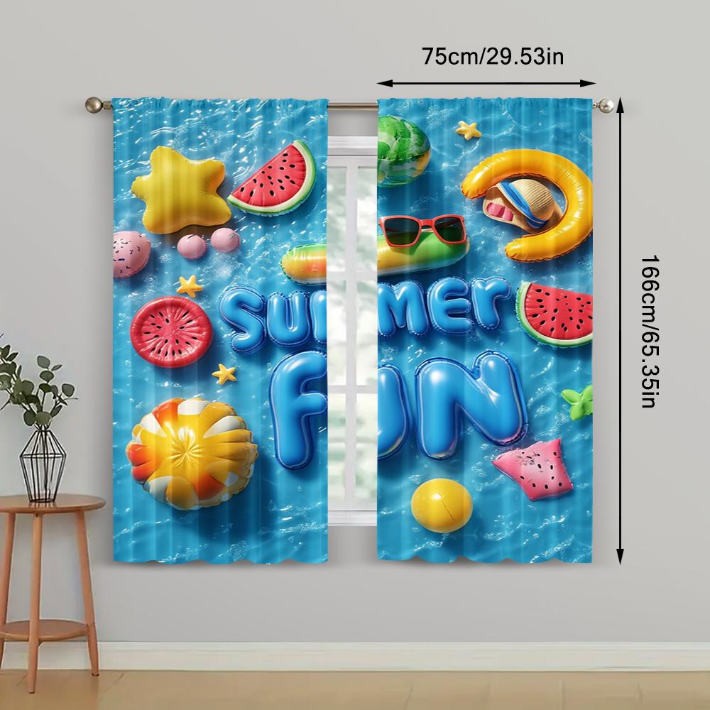 2pc, Curtains Summer Party Machine Washable Polyester,Without Electricity Party Decorations for Hotel decoration