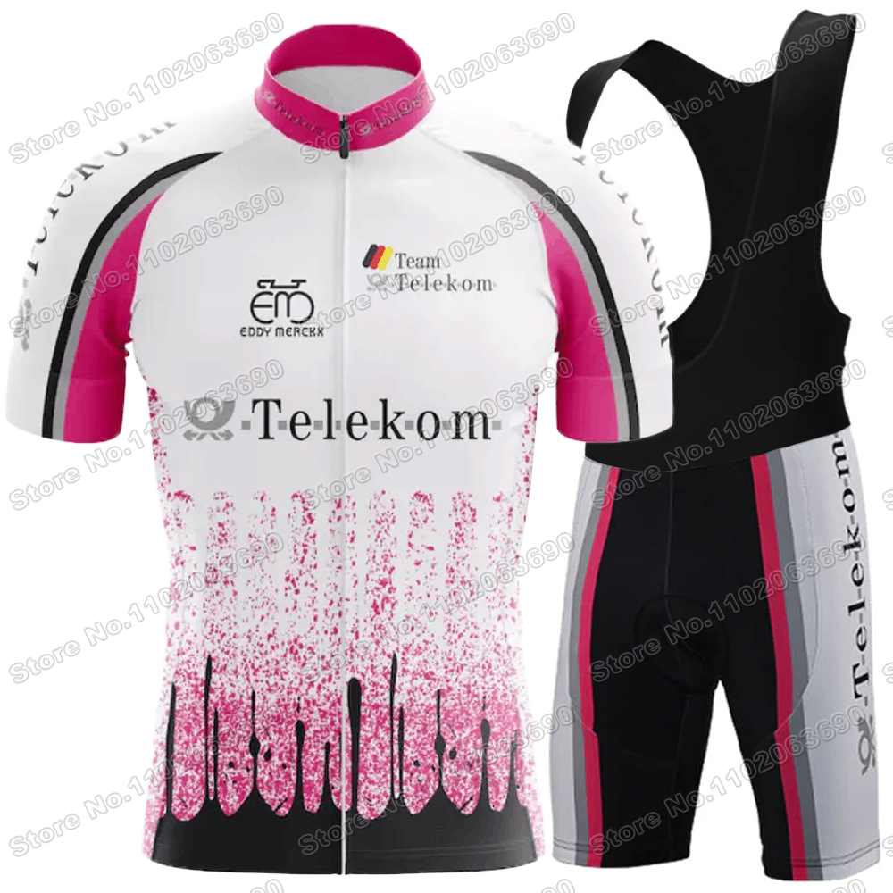 Retro Team T Radtrikot Set Herren Vintage Radbekleidung Sommer Klassisch Rennrad T-Shirts Anzug Fahrrad Trägerhosen