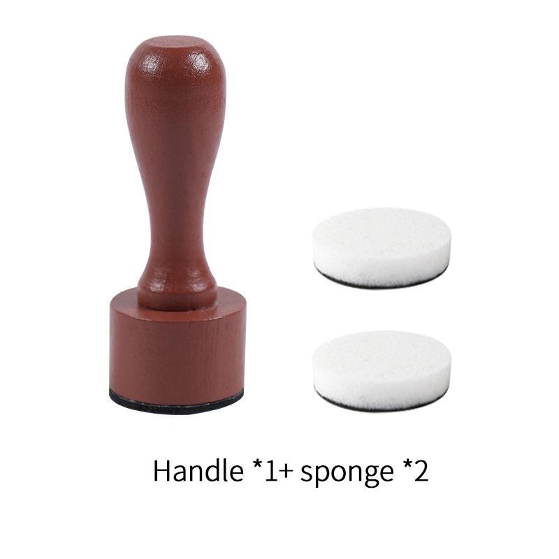 Wood handle Coloring Sponge Seal Hollowed-out stencil Coloring tool Hand Ledger Printing diy Smudge tool (Handle *1+ sponge *2)