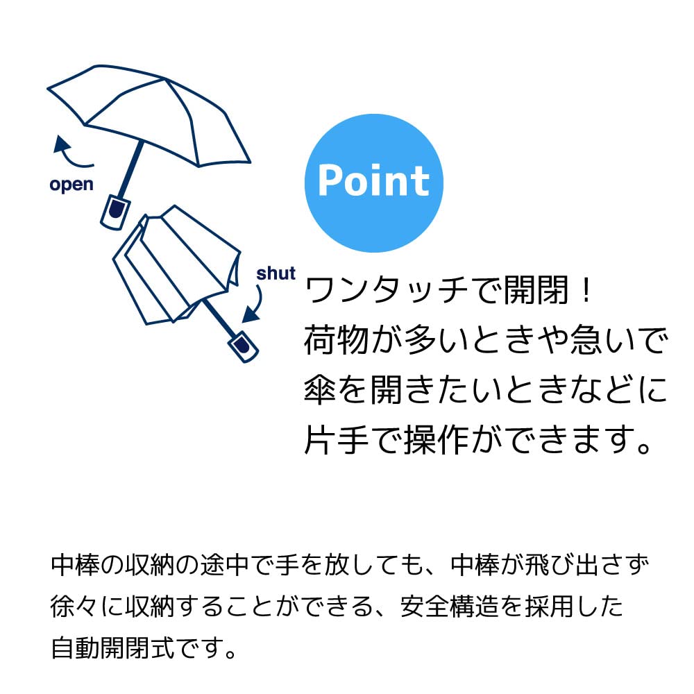 Ogawa Folding Automatic Comes with a Safety Device that Will Not Pop Out in the Nakama Water 85737 Men's Umbrella, Umbrella, One-Touch Open/Close,