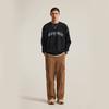 Li Ning x YNG DNA Wade Collection, Crew Neck Letter Print Embroidery Fleece Lined Thermal Loose Fit Pullover Sweatshirt AWDUH29-1
