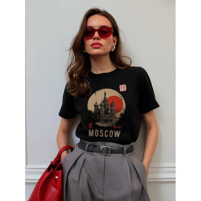 Pure cotton American short-sleeved T-shirt men s and women s bottoming shirt loose top S
