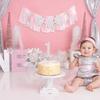 Pink Winter Onederland High Chair Banner – Winter Holiday 1st Birthday Decor, Pastel Pink and Silver Snowflake Highchair Tutu for Girl Cake Smash