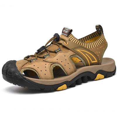 Men Leather Sandals Genuine Cow Leather Male Summer Shoes Lightweight Outdoor Beach Sandals Fashion Gladiator Men SandalsRoman