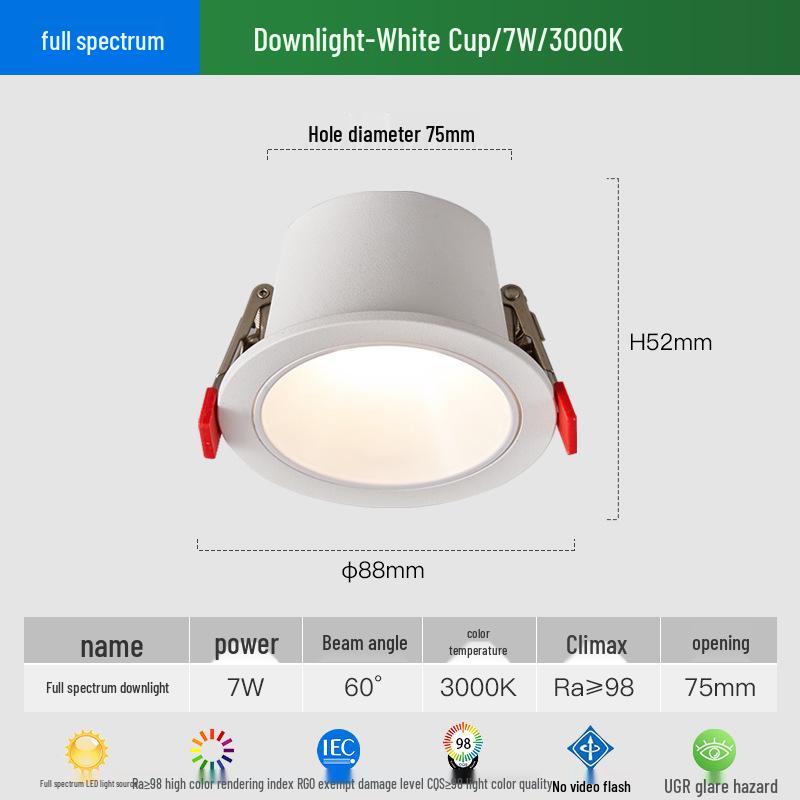Ultra-Narrow Edge Recessed Anti-Glare Downlight for Living Rooms and Aisles