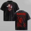 Camiseta Estampada Gráfica Clásica Oscura Anime Berserk Beherit Guts Griffith para Hombre Mujer Retro Lavada Cuello Redondo Algodón Holgada Casual Oversized Top Verano Nueva Camiseta