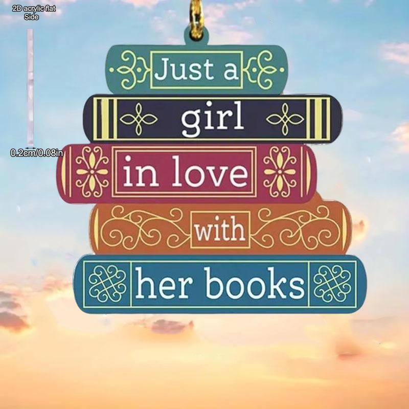 2D Acrylic 'Just A Girl in Love with Her Books', Automotive Interior Decoration, Party Living Room Bookshelf Entryway Home