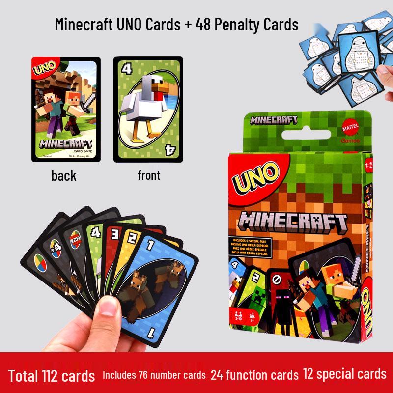 UNO Minecraft Edition: Genuine Mattel Playing Cards for Casual Multiplayer and Happy Party Games.