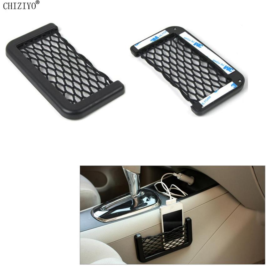 

Universal Self-adhesive Small Big Black Car Net Bag Holder Storage Pocket Mesh Organizer For Wallet Keys Pens Phone Coin CHIZIYO