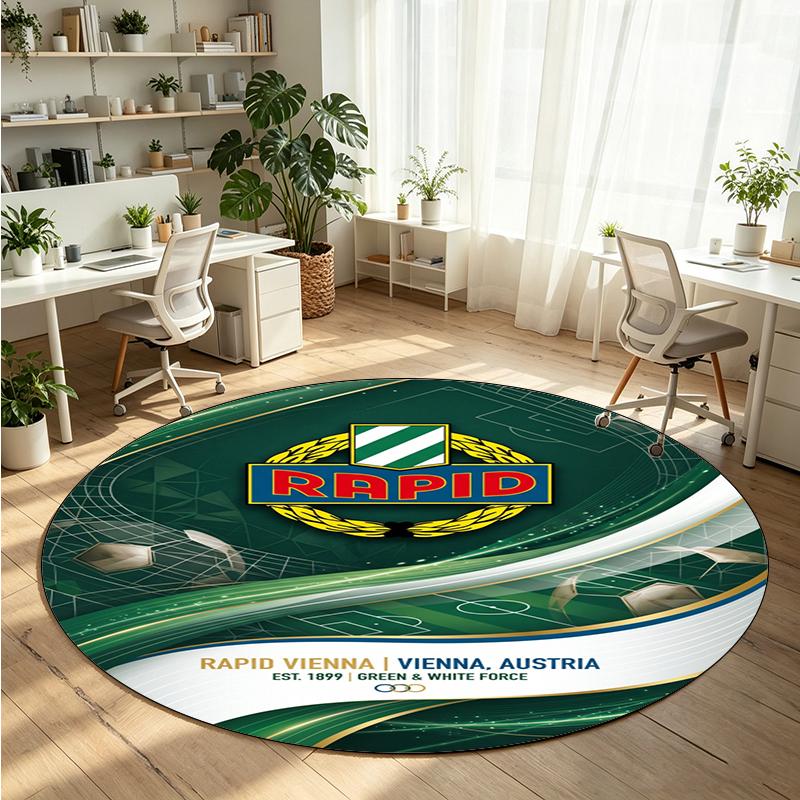 Rapid Wien FC Bedruckter Runder Kristall-Samt-Teppich Weicher Rutschfester BodenTeppich Für Schlafzimmer Urlaubsgeschenk