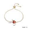 NEWBUY New Arrival Bling Bling Cubic Zirconia Chain Red Crystal Heart Charm Bracelets For Women Party Jewelry
