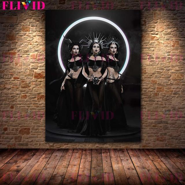 The Three Sisters of Witches and Natural Botany Witch Wall Art Oil Painting Vampire Queen Poster and Printmaking Family