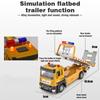 ABAE1 1:32 Alloy Roadblock Transport Vehicle Flatbed Trailer Toy Model Diecast Car Doors Opened Sound Light Toys Christmas Gift Friend