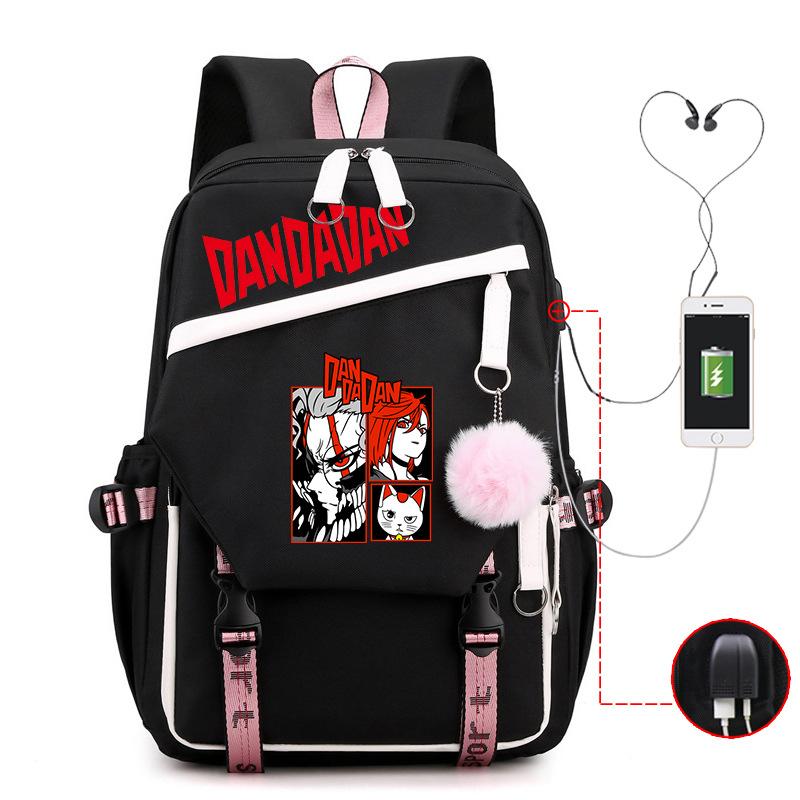 Dandadan Foreign Trade Children's Schoolbag Contrasting Color Neutral Backpack Usb Multi-functional Primary and Secondary School Backpack