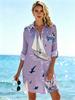 Plus Size Women's New Long Sleeve Printed Shirt Loose Fit Button Lapel Pocket Beach Printed Shirt, Plus Size Shirt