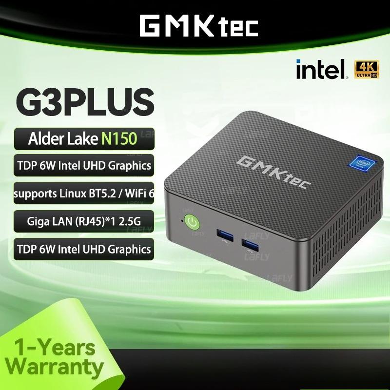GMKTec G3 plus N150 Mini PC Barebone Windows 11 pro 8 GB DDR4 256 GB NVMe SSD WiFi 6 BT 5.2 Dual-Display Computer für Büro