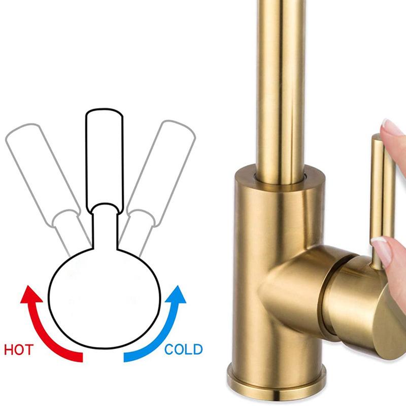 Modern Gold Kitchen Faucet Kitchen Sink Bathroom Basin Faucet Deck Mounted Hot Cold Water Mixer Taps Lavatory 304 Stainless Stee