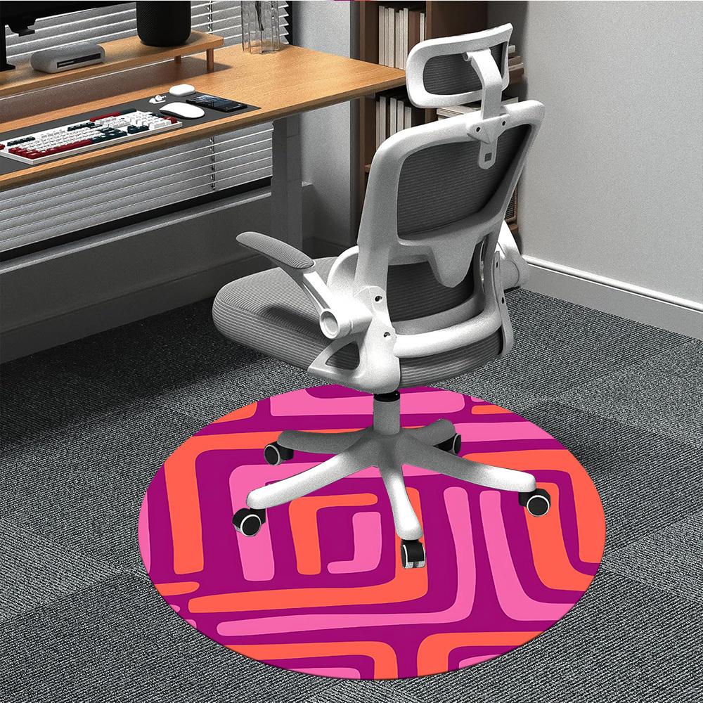 1PC Abstract Pattern Office Round Area Rug, Mat Suitable For Office, Under Office Chairs Bedroom Living Room Home Decor, Room Deco