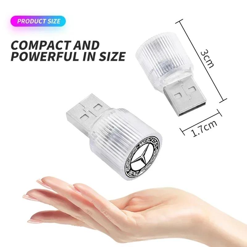 AABIH1 Car Mini USB LED Ambient Light Decorative Atmosphere Lamps For Mercedes Benz W220 W205 W211 W212 GLC GLS AMG W203 Accessories