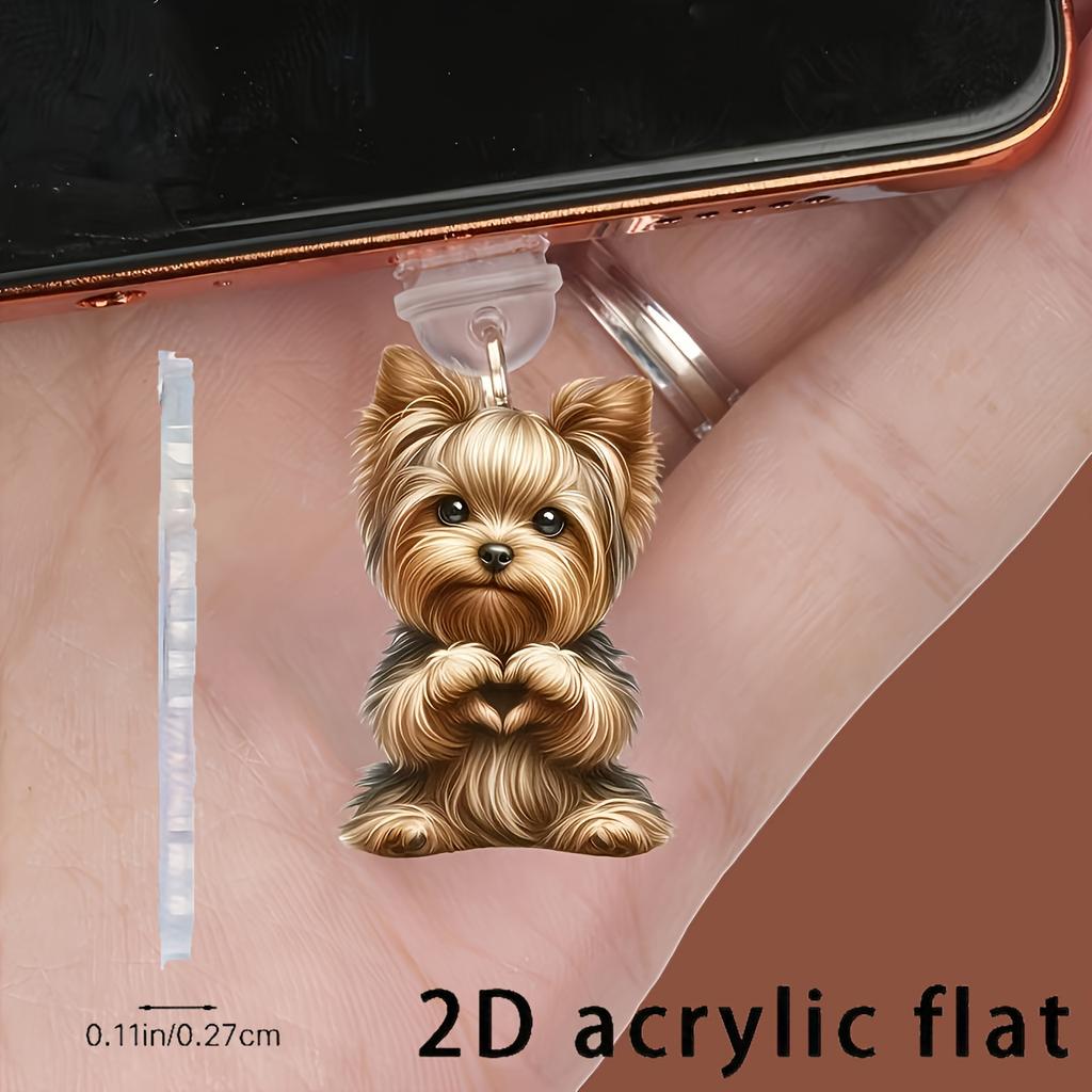 2D Flat 1pc Acrylic Puppy Love Mobile Phone Dust Plug