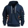 Men's Multi-pocket Embroidered Badge Zipper Hoodie