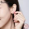 BAMOER Gold Hoop Earrings for Women 925 Silver Minimalist Simple Circle Earing Real Silver Korean Fashion Jewelry