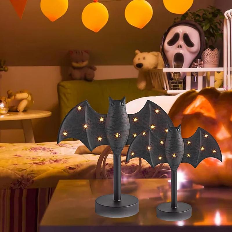 Large Twinkle Bat Candlestick Mystery Gothic Candle Holder Led Twinkle Light Candelabra For Mantel Halloween Decor Party Home