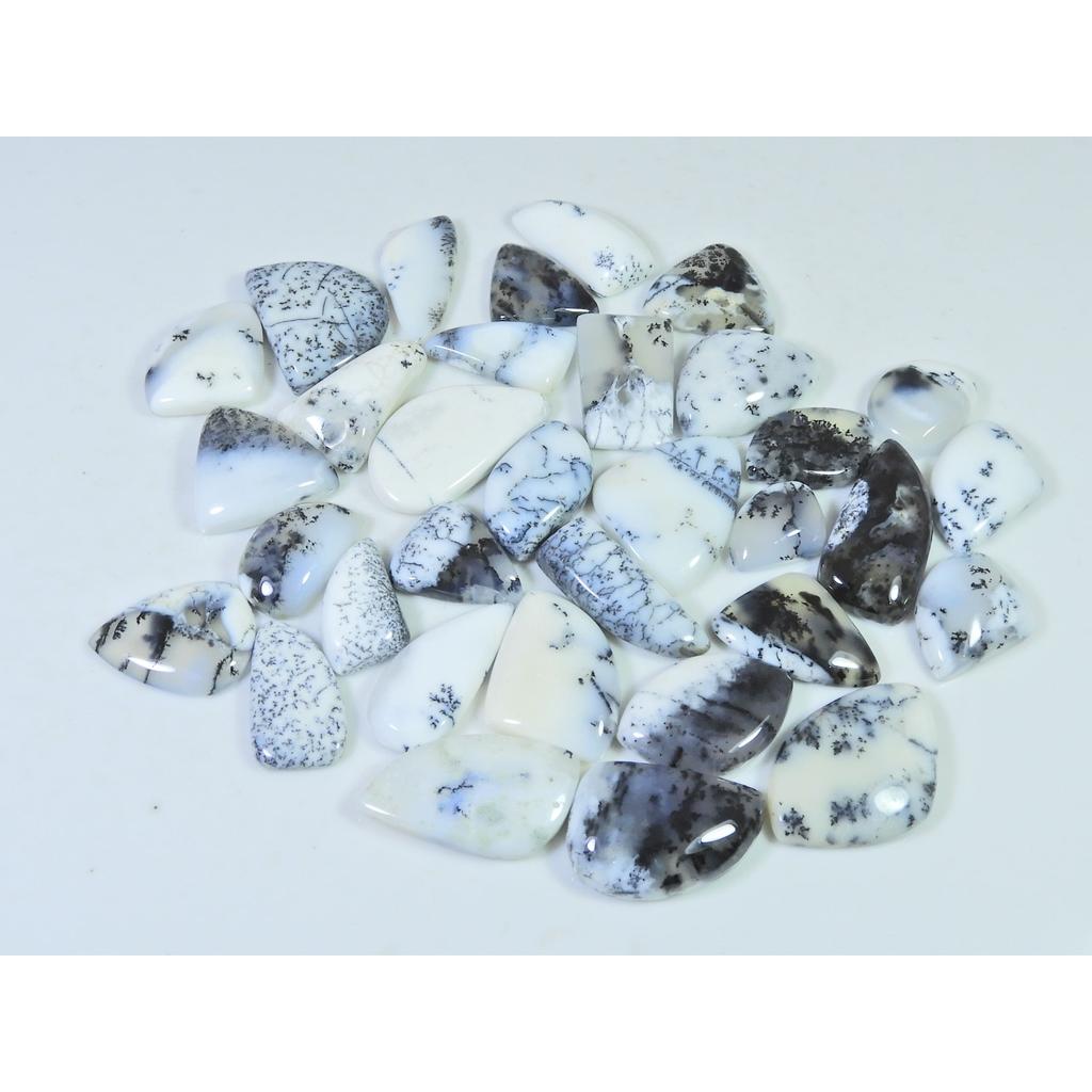255Cts. Natural Dendrite Opal Agate Fancy Cabochon Loose Gemstone 33Pcs Lot C-1325