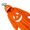 Unisex Fleece Pajamas Halloween Pumpkin Onesie for Adults, Plush Orange Sleepwear Hooded Costume, Oversized Loose Loungewear Family Matching Costumes