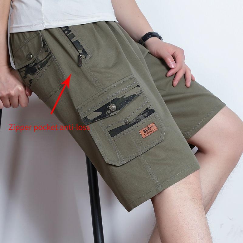 Middle-aged and Old Men's Shorts, Summer Men's Cotton Five-Points Pants, Father's Beach Pants, Large Old Male Casual Pants