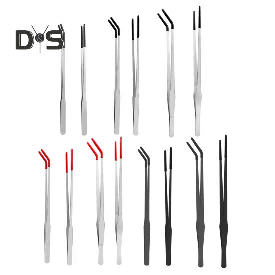 Fütterungszange für Reptilien aus Edelstahl mit Gummispitze, gerade/gebogene lange Pinzette für Aquarien, Bartagamen, Tankschlangen, Gehege, Terrarien