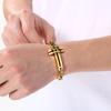 Polished Gold Color Stainless Steel Cross Bracelet for Men Women Irregular Chain Minimalist Religious Symbol Jewelry for Daily