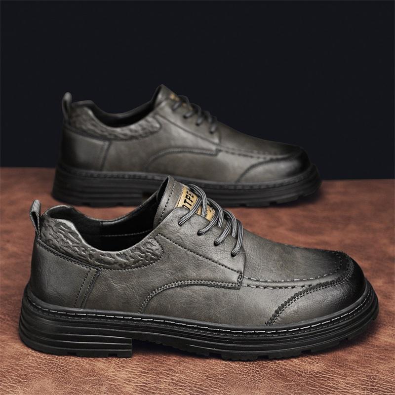Fashion Men's Formal Social Shoes lace up Leather Round Cap Toe Oxfords Original Business Men Dress Shoes outdoor fashion footwear