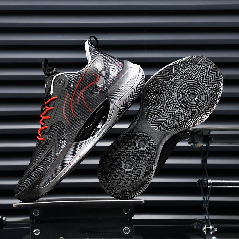 

Guochao сверхлегкие сетчатые дышащие светящиеся трендовые баскетбольные кроссовки мужские и женские универсальные амортизирующие износостойкие нескользящие повседневные спортивные 45 чёрный