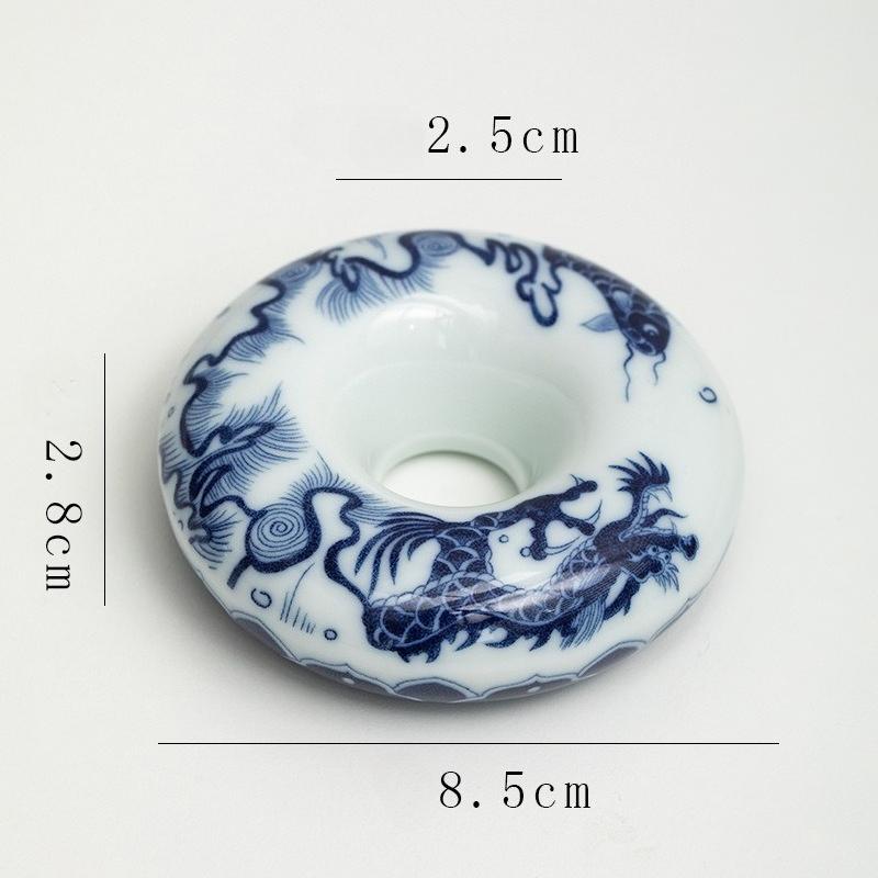 Blau-Weißes Porzellan Tablett Runde Donut Deckel Unterlage Teetassen Tablett Palette Chinesischer Retro Stil Heimdeko Zubehör