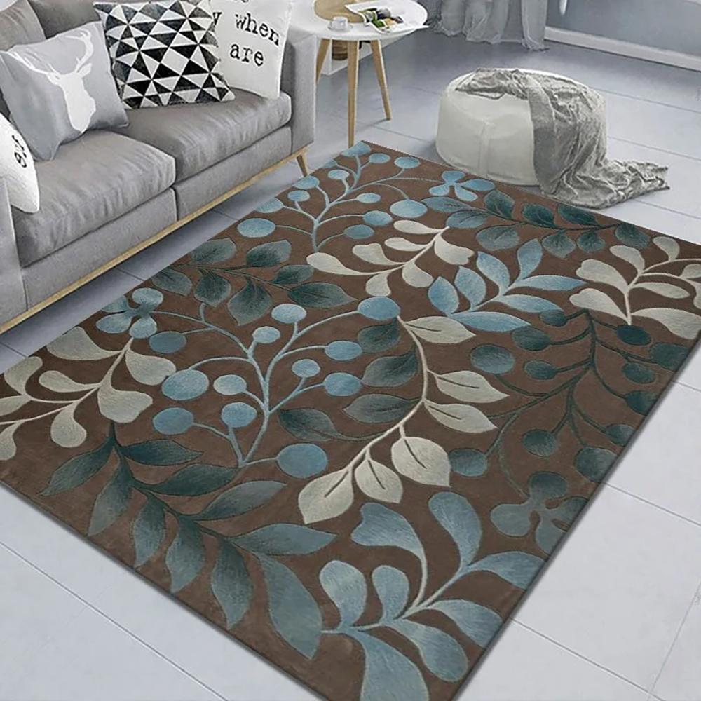 Loop-Pile Carpet Classic Scenic Flower Living Room Mat Bedroom Rug Sofa Large Rug Non-Slip Washable Home Decor